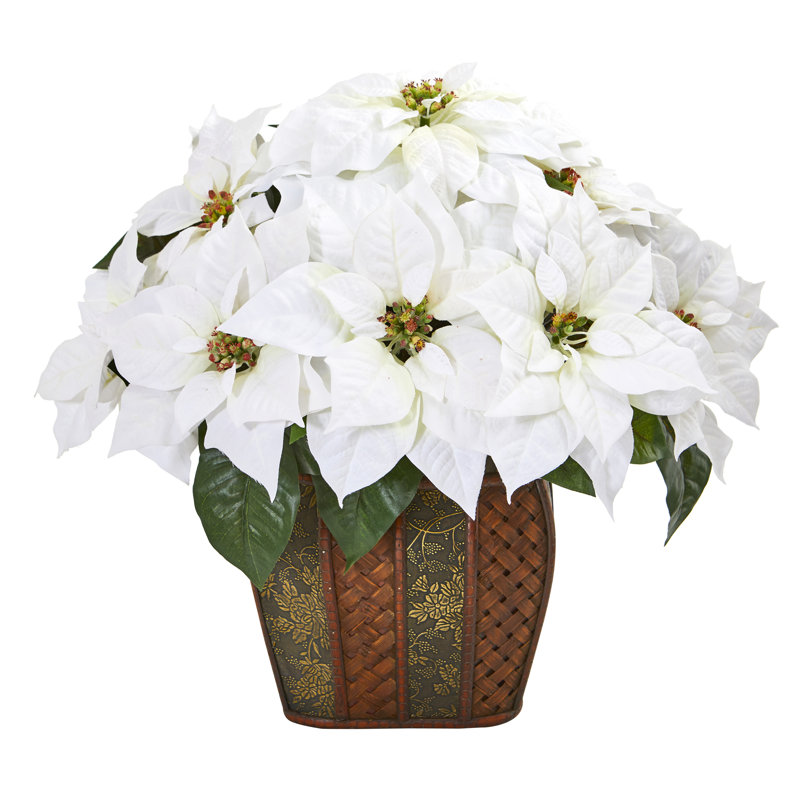 The Holiday Aisle® Artificial Poinsettia Floral Arrangements in Planter